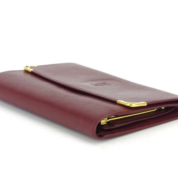 Authentic Cartier purses mast line Bordeaux leather Auth used - Picture 2 of 8